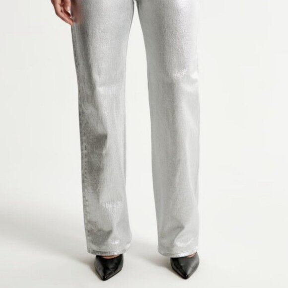 NEW! ABERCROMBIE VEGAN LEATHER HIGH RISE STRAIGHT LEG PANTS - Picture 5 of 6